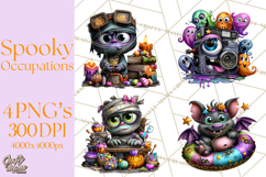 Cute Halloween Occupation Monsters PNG Clipart Product Image 1