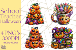 Halloween Teacher Clipart PNG School Bundle Product Image 1