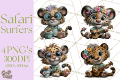 Hawaiian Safari Animals Tropical Beach Clipart PNG Product Image 1