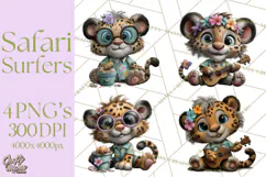 Hawaiian Safari Animals Tropical Beach Clipart PNG Product Image 1