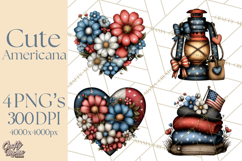 Americana Patriotic Summer Clipart Memorial Day July 4 Product Image 1