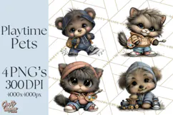 Kidcore Puppy Kitten Bear Clipart Cute Streetwear Animals Product Image 1
