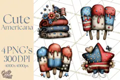 Americana Patriotic Summer Clipart Memorial Day July 4 Product Image 1