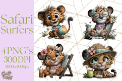 Hawaiian Safari Animals Tropical Beach Clipart PNG Product Image 1