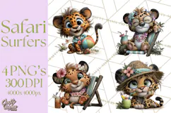 Hawaiian Safari Animals Tropical Beach Clipart PNG Product Image 1