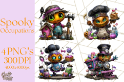 Cute Halloween Occupation Monsters PNG Clipart Product Image 1