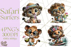 Hawaiian Safari Animals Tropical Beach Clipart PNG Product Image 1