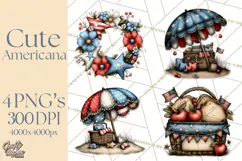 Americana Patriotic Summer Clipart Memorial Day July 4 Product Image 1