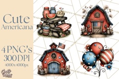 Americana Patriotic Summer Clipart Memorial Day July 4 Product Image 1