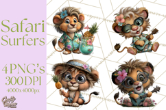 Hawaiian Safari Animals Tropical Beach Clipart PNG Product Image 1