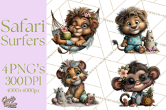 Hawaiian Safari Animals Tropical Beach Clipart PNG Product Image 1