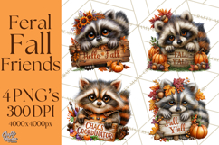 Feral Fall Friends Raccoon Opossum Squirrel Clipart Product Image 1