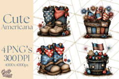 Americana Patriotic Summer Clipart Memorial Day July 4 Product Image 1