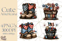 Americana Patriotic Summer Clipart Memorial Day July 4 Product Image 1