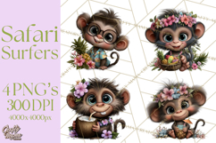 Hawaiian Safari Animals Tropical Beach Clipart PNG Product Image 1