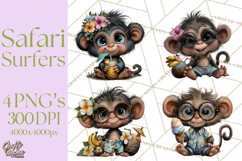 Hawaiian Safari Animals Tropical Beach Clipart PNG Product Image 1