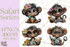 Hawaiian Safari Animals Tropical Beach Clipart PNG Product Image 1