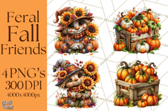 Feral Fall Friends Raccoon Opossum Squirrel Clipart Product Image 1