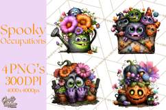 Cute Halloween Occupation Monsters PNG Clipart Product Image 1