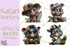 Hawaiian Safari Animals Tropical Beach Clipart PNG Product Image 1