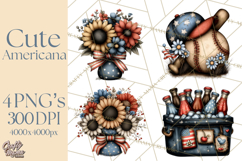 Americana Patriotic Summer Clipart Memorial Day July 4 Product Image 1