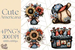 Americana Patriotic Summer Clipart Memorial Day July 4 Product Image 1