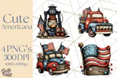 Americana Patriotic Summer Clipart Memorial Day July 4 Product Image 1