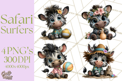 Hawaiian Safari Animals Tropical Beach Clipart PNG Product Image 1