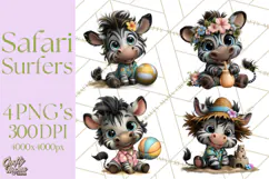 Hawaiian Safari Animals Tropical Beach Clipart PNG Product Image 1