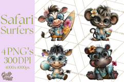 Hawaiian Safari Animals Tropical Beach Clipart PNG Product Image 1