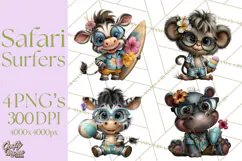 Hawaiian Safari Animals Tropical Beach Clipart PNG Product Image 1
