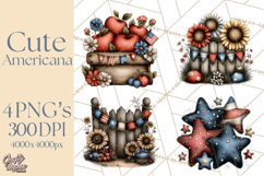 Americana Patriotic Summer Clipart Memorial Day July 4 Product Image 1