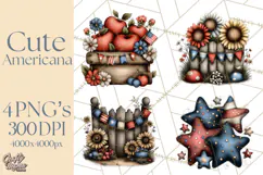 Americana Patriotic Summer Clipart Memorial Day July 4 Product Image 1