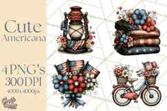 Americana Patriotic Summer Clipart Memorial Day July 4 Product Image 1