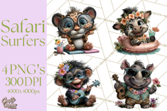 Hawaiian Safari Animals Tropical Beach Clipart PNG Product Image 1