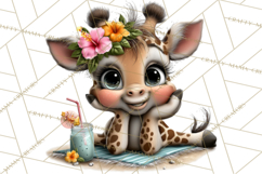 Hawaiian Safari Animals Tropical Beach Clipart PNG Product Image 4