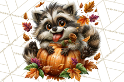 Feral Fall Friends Raccoon Opossum Squirrel Clipart Product Image 2