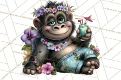 Hawaiian Safari Animals Tropical Beach Clipart PNG Product Image 4