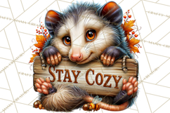 Feral Fall Friends Raccoon Opossum Squirrel Clipart Product Image 2