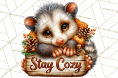 Feral Fall Friends Raccoon Opossum Squirrel Clipart Product Image 3