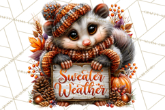 Feral Fall Friends Raccoon Opossum Squirrel Clipart Product Image 4