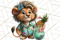 Hawaiian Safari Animals Tropical Beach Clipart PNG Product Image 2