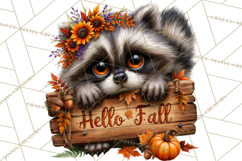 Feral Fall Friends Raccoon Opossum Squirrel Clipart Product Image 2