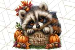 Feral Fall Friends Raccoon Opossum Squirrel Clipart Product Image 4