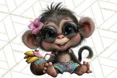 Hawaiian Safari Animals Tropical Beach Clipart PNG Product Image 4