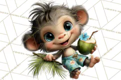 Hawaiian Safari Animals Tropical Beach Clipart PNG Product Image 2
