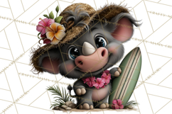 Hawaiian Safari Animals Tropical Beach Clipart PNG Product Image 2