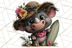 Hawaiian Safari Animals Tropical Beach Clipart PNG Product Image 2