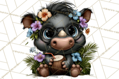 Hawaiian Safari Animals Tropical Beach Clipart PNG Product Image 3
