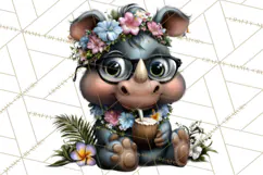 Hawaiian Safari Animals Tropical Beach Clipart PNG Product Image 4